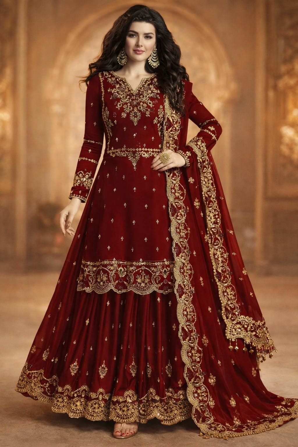 Mehrunisa Royal Zardozi Bridal Lehenga - Handcrafted Pakistani Embroidered Dress